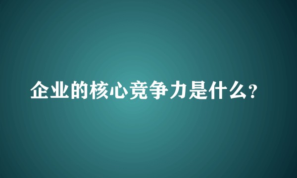企业的核心竞争力是什么？