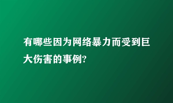 有哪些因为网络暴力而受到巨大伤害的事例?