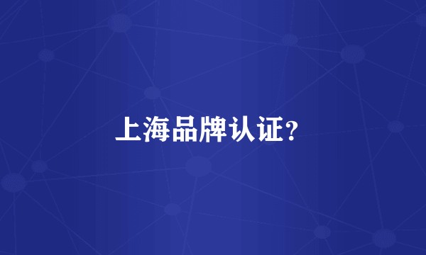 上海品牌认证?