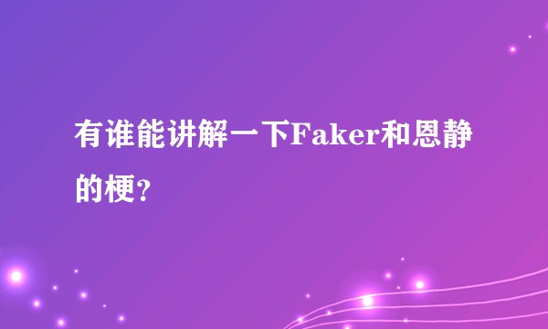 有谁能讲解一下Faker和恩静的梗？