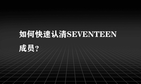 如何快速认清SEVENTEEN成员?