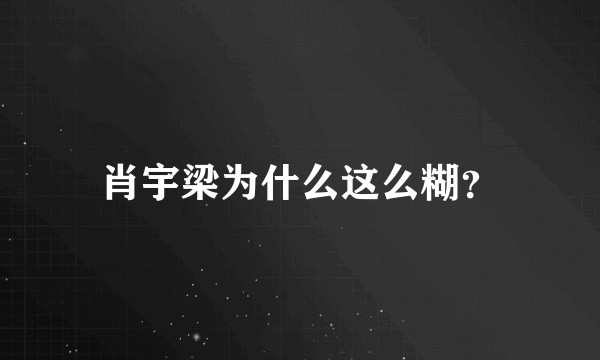 肖宇梁为什么这么糊?