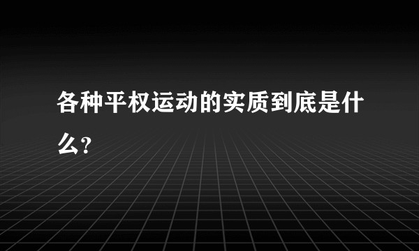 各种平权运动的实质到底是什么？