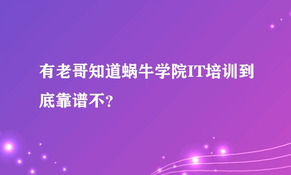 有老哥知道蜗牛学院IT培训到底靠谱不？