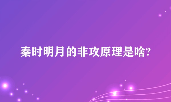 秦时明月的非攻原理是啥?