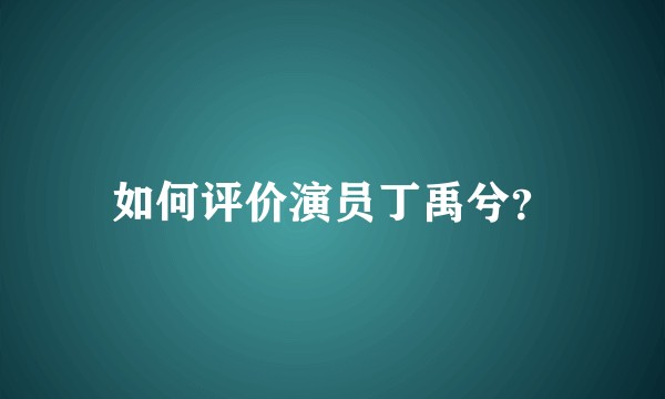 如何评价演员丁禹兮？
