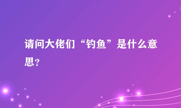 请问大佬们“钓鱼”是什么意思？