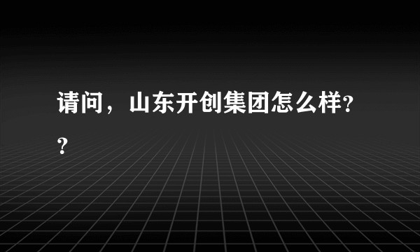 请问,山东开创集团怎么样??