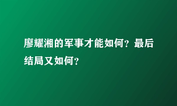 廖耀湘的军事才能如何？最后结局又如何？