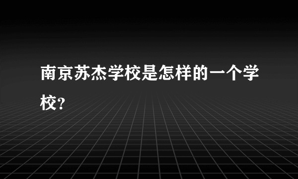 南京苏杰学校是怎样的一个学校？