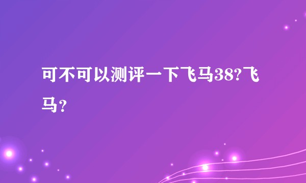 可不可以测评一下飞马38?飞马？