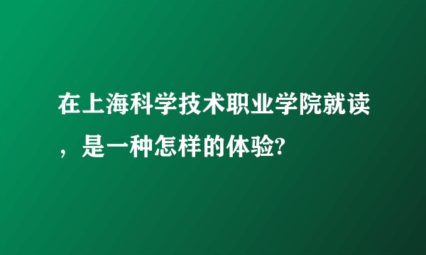 在上海科学技术职业学院就读,是一种怎样的体验?