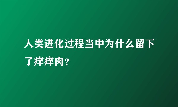 人类进化过程当中为什么留下了痒痒肉？