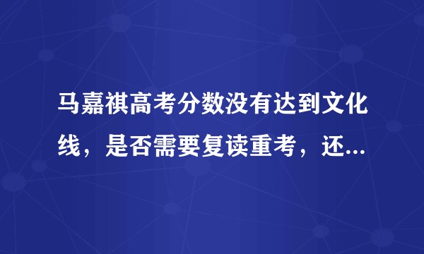 马嘉祺高考分数没有达到文化线，是否需要复读重考，还是另择它校？