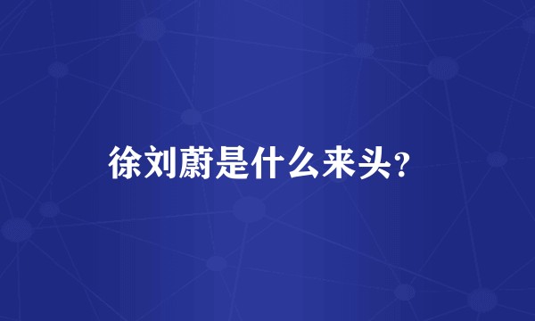 徐刘蔚是什么来头？