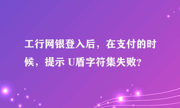 工行网银登入后，在支付的时候，提示 U盾字符集失败？