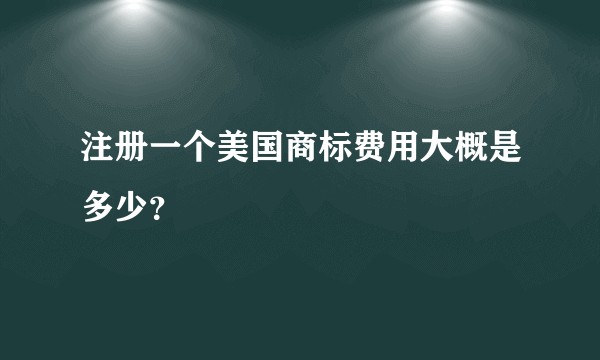 注册一个美国商标费用大概是多少？