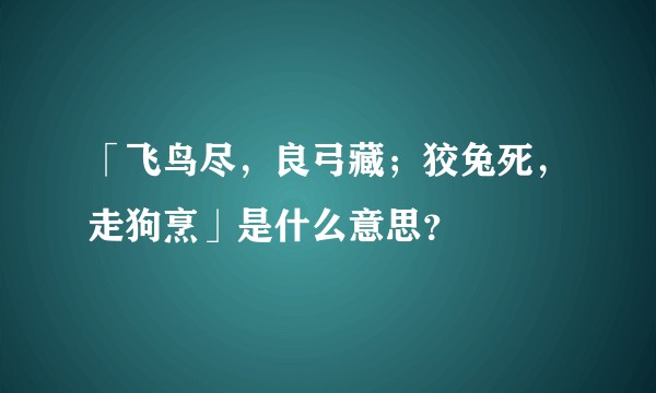 「飞鸟尽，良弓藏；狡兔死，走狗烹」是什么意思？