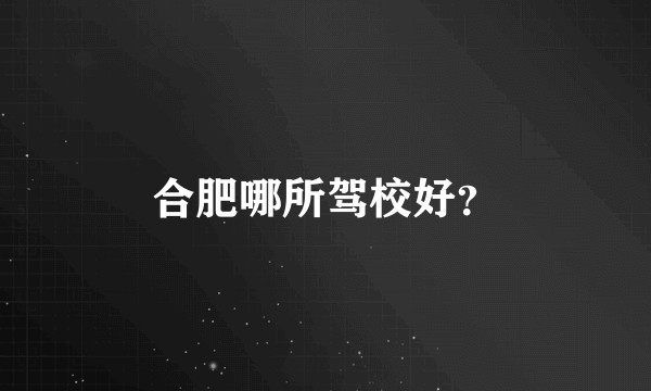 合肥哪所驾校好?