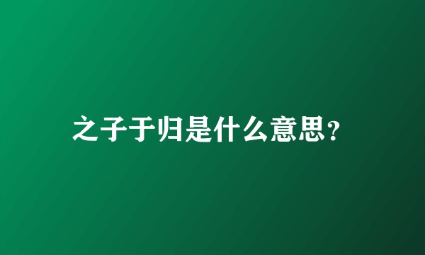 之子于归是什么意思？