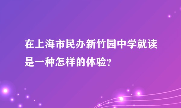 在上海市民办新竹园中学就读是一种怎样的体验？