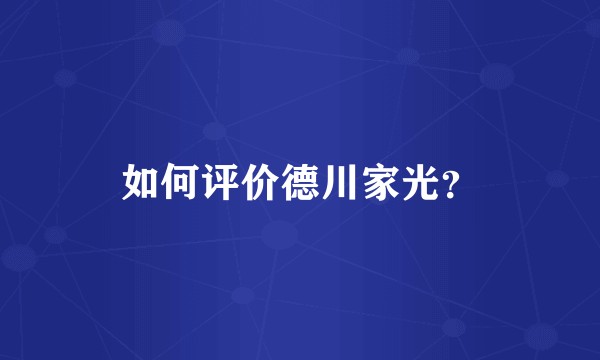 如何评价德川家光？