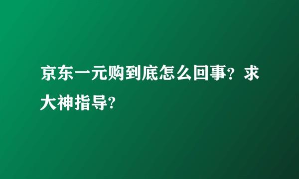 京东一元购到底怎么回事？求大神指导?