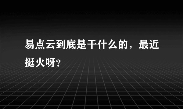 易点云到底是干什么的，最近挺火呀？
