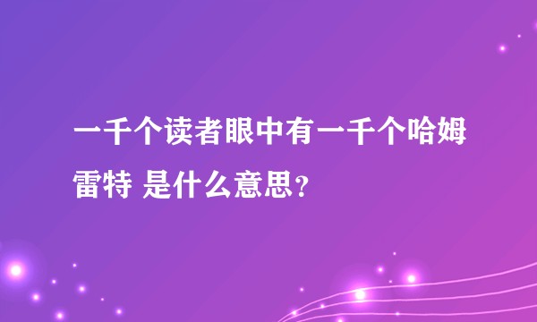 一千个读者眼中有一千个哈姆雷特 是什么意思?