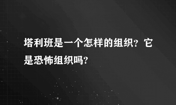 塔利班是一个怎样的组织？它是恐怖组织吗?