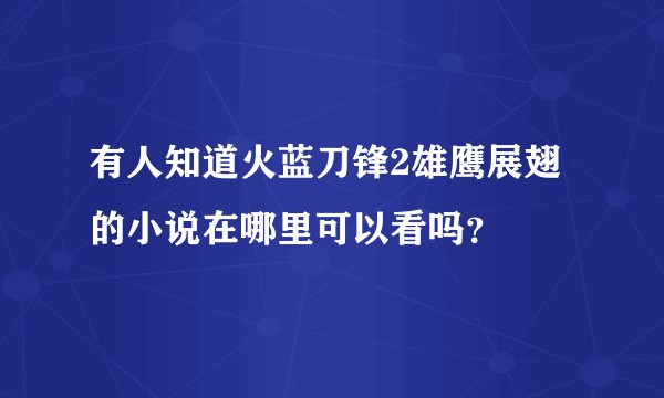 有人知道火蓝刀锋2雄鹰展翅的小说在哪里可以看吗？