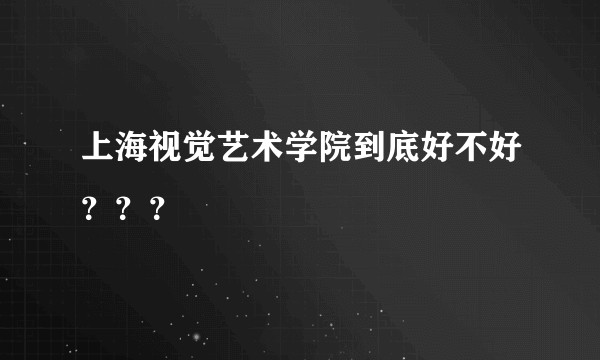 上海视觉艺术学院到底好不好???
