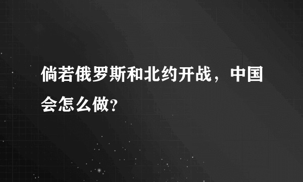倘若俄罗斯和北约开战，中国会怎么做？