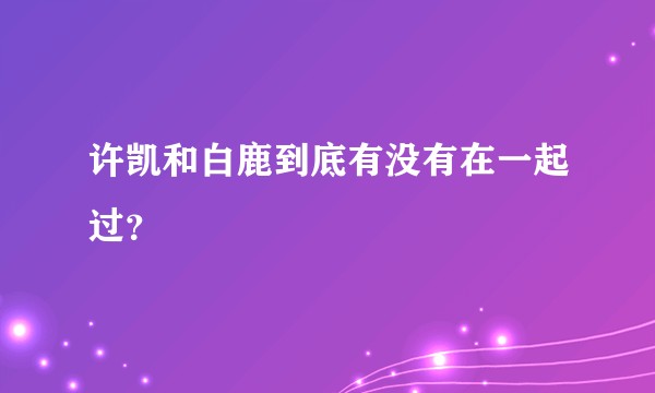 许凯和白鹿到底有没有在一起过？