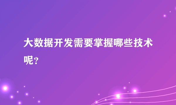 大数据开发需要掌握哪些技术呢?