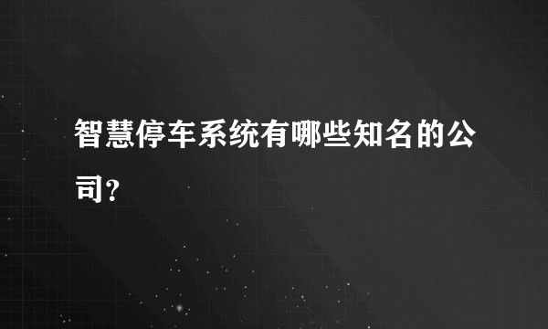 智慧停车系统有哪些知名的公司？