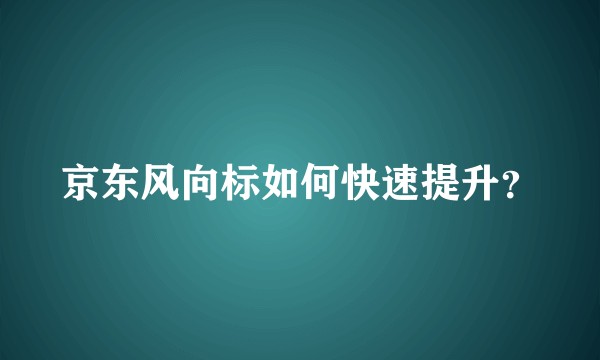 京东风向标如何快速提升？
