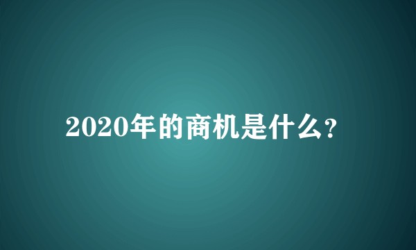 2020年的商机是什么?
