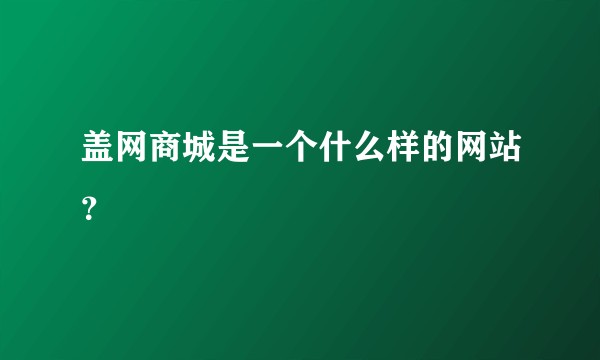盖网商城是一个什么样的网站?