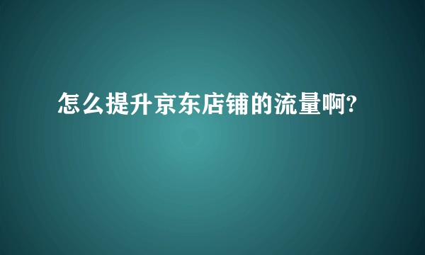 怎么提升京东店铺的流量啊?