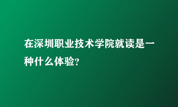在深圳职业技术学院就读是一种什么体验？