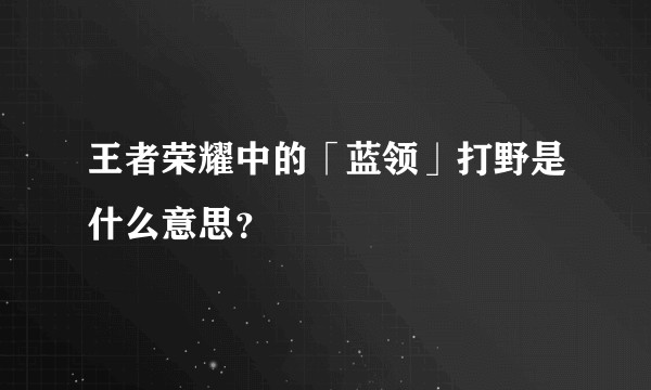 王者荣耀中的「蓝领」打野是什么意思?