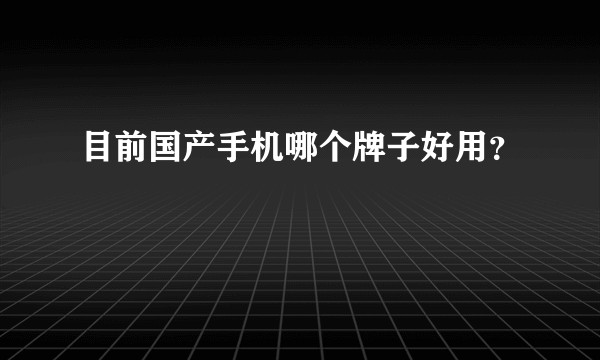 目前国产手机哪个牌子好用？