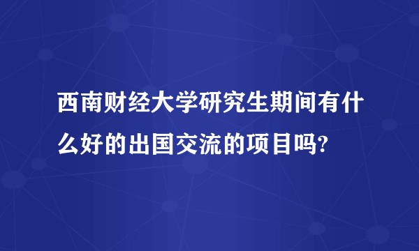 西南财经大学研究生期间有什么好的出国交流的项目吗?