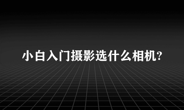 小白入门摄影选什么相机?