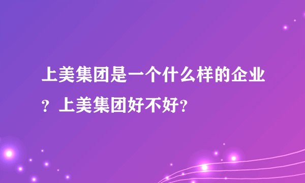上美集团是一个什么样的企业？上美集团好不好？