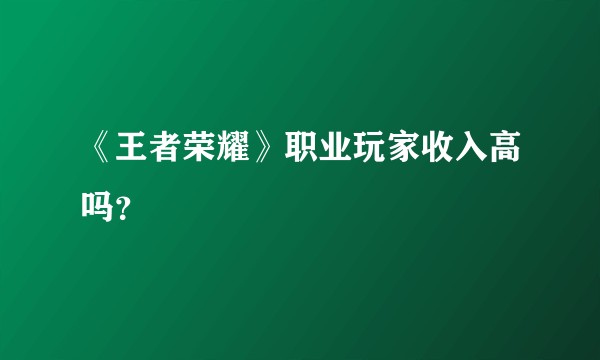 《王者荣耀》职业玩家收入高吗？
