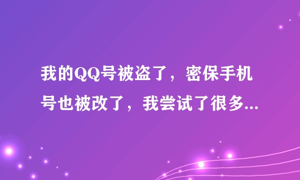 我的QQ号被盗了,密保手机号也被改了,我尝试了很多办法填写资料申诉打人工,都不行,我该怎么办?