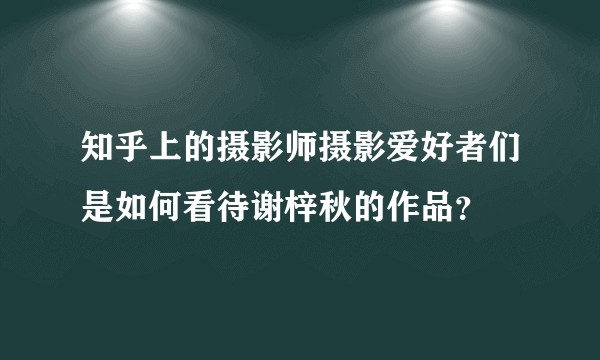 知乎上的摄影师摄影爱好者们是如何看待谢梓秋的作品？