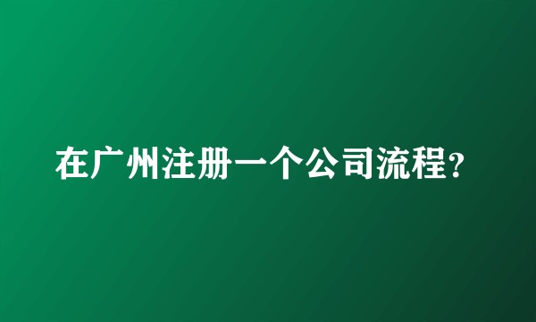 在广州注册一个公司流程？